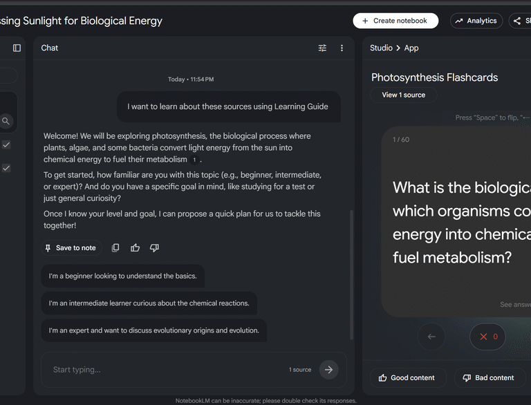 AI-generated flashcards in NotebookLM for exam revision